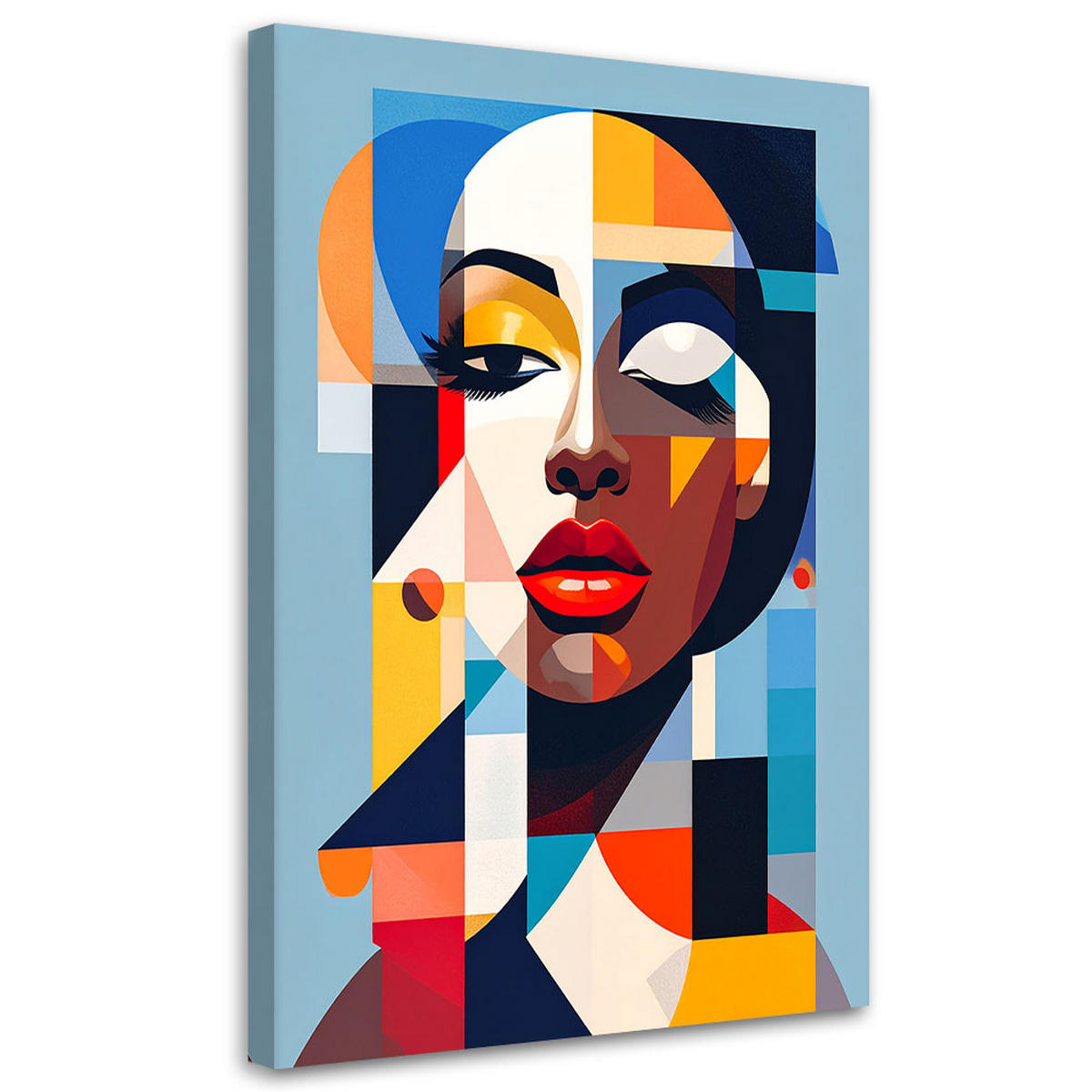 LEINWANDBILD Porträt einer Frau im Bauhaus-Stil 40x60cm - Multicolor, Textil (40/60cm) - Feeby