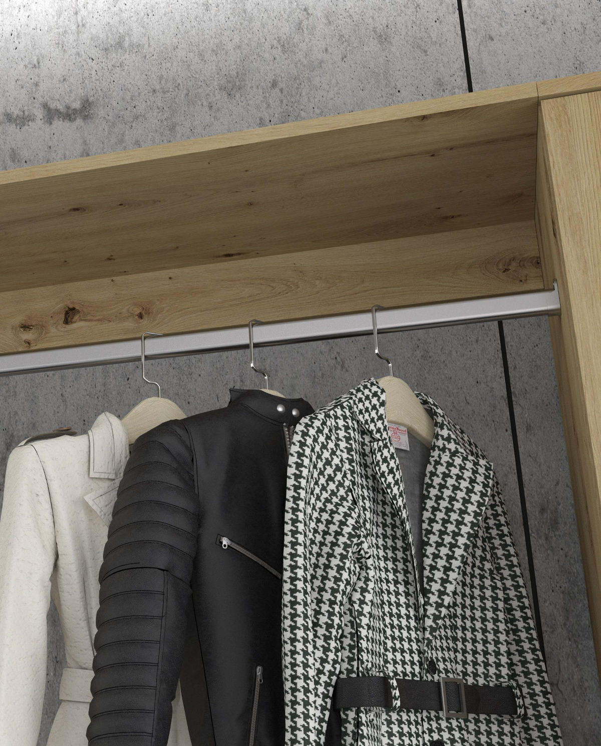 GARDEROBEN-SET Eiche Artisan 152 cm, Komplettset mit Spiegel - Schwarz/Eiche Artisan, Glas/Holzwerkstoff (152/193/34cm) - Inn.Furn