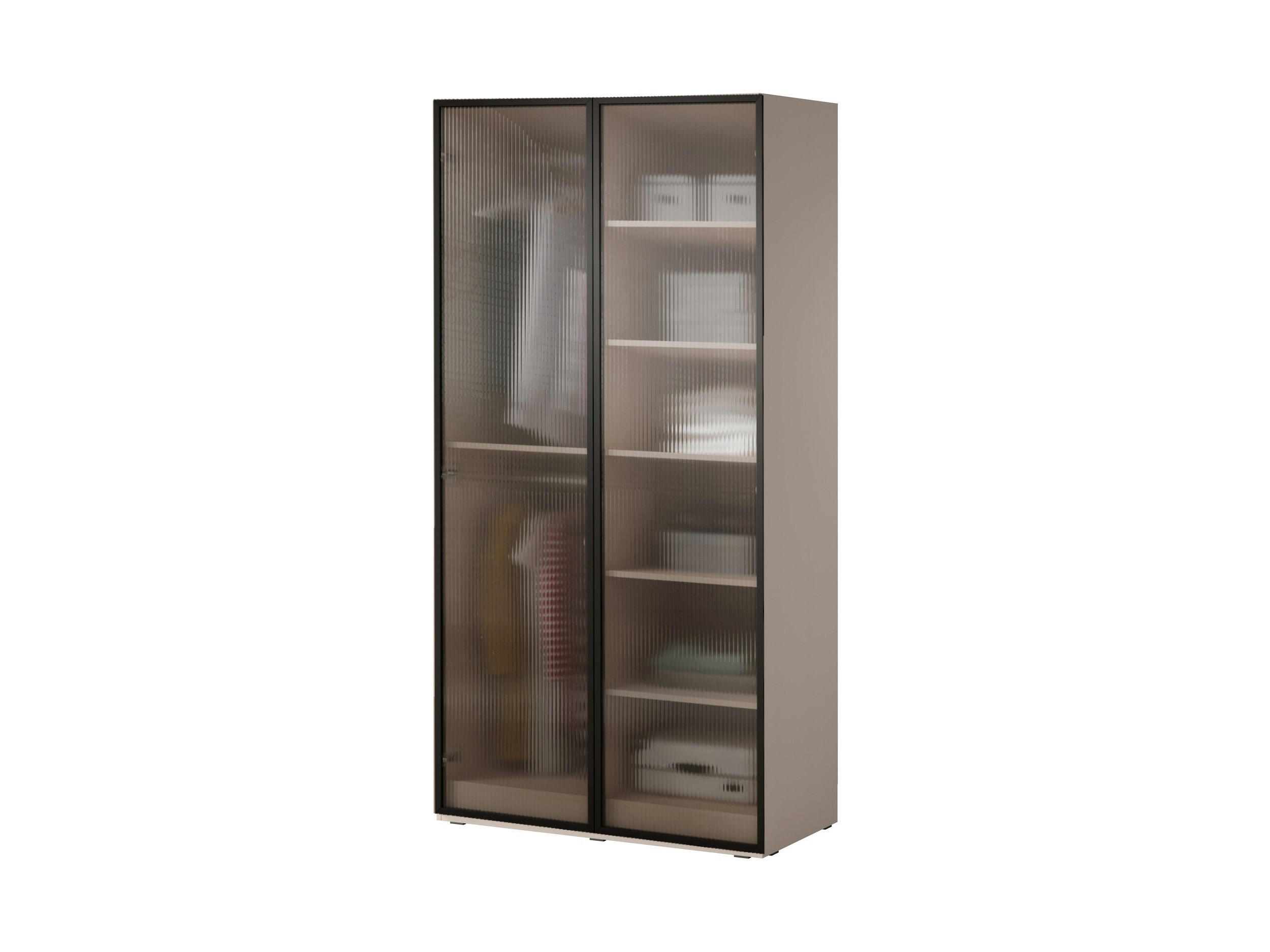 DREHTÜRENSCHRANK - Schrank Minewra 100 - Beige Flutes - Beige, Holzwerkstoff (101/200/51cm) - Möblo