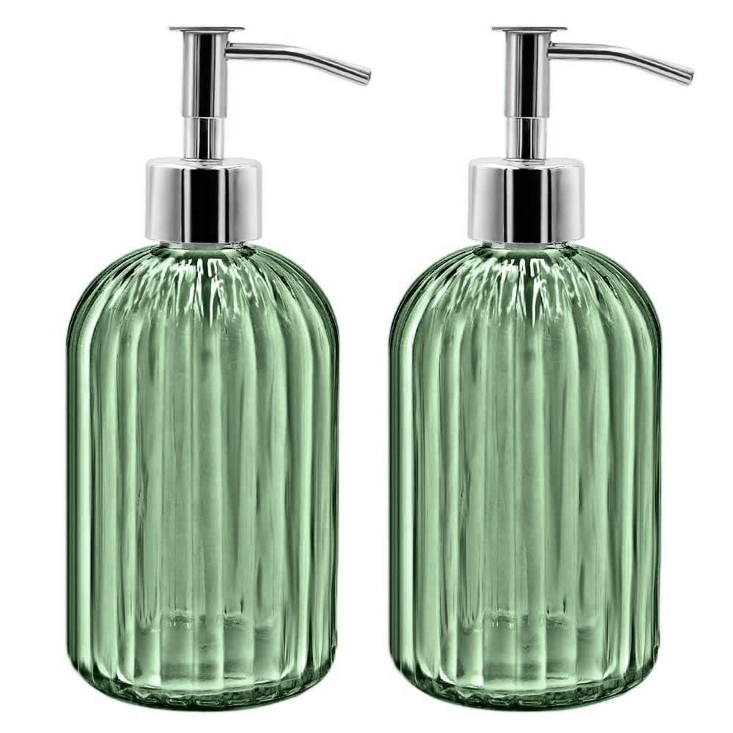 SEIFENSPENDER 2-teiliges Set Glas Hellgrün 400 ml - Hellgrün, Glas (5/18/5cm)