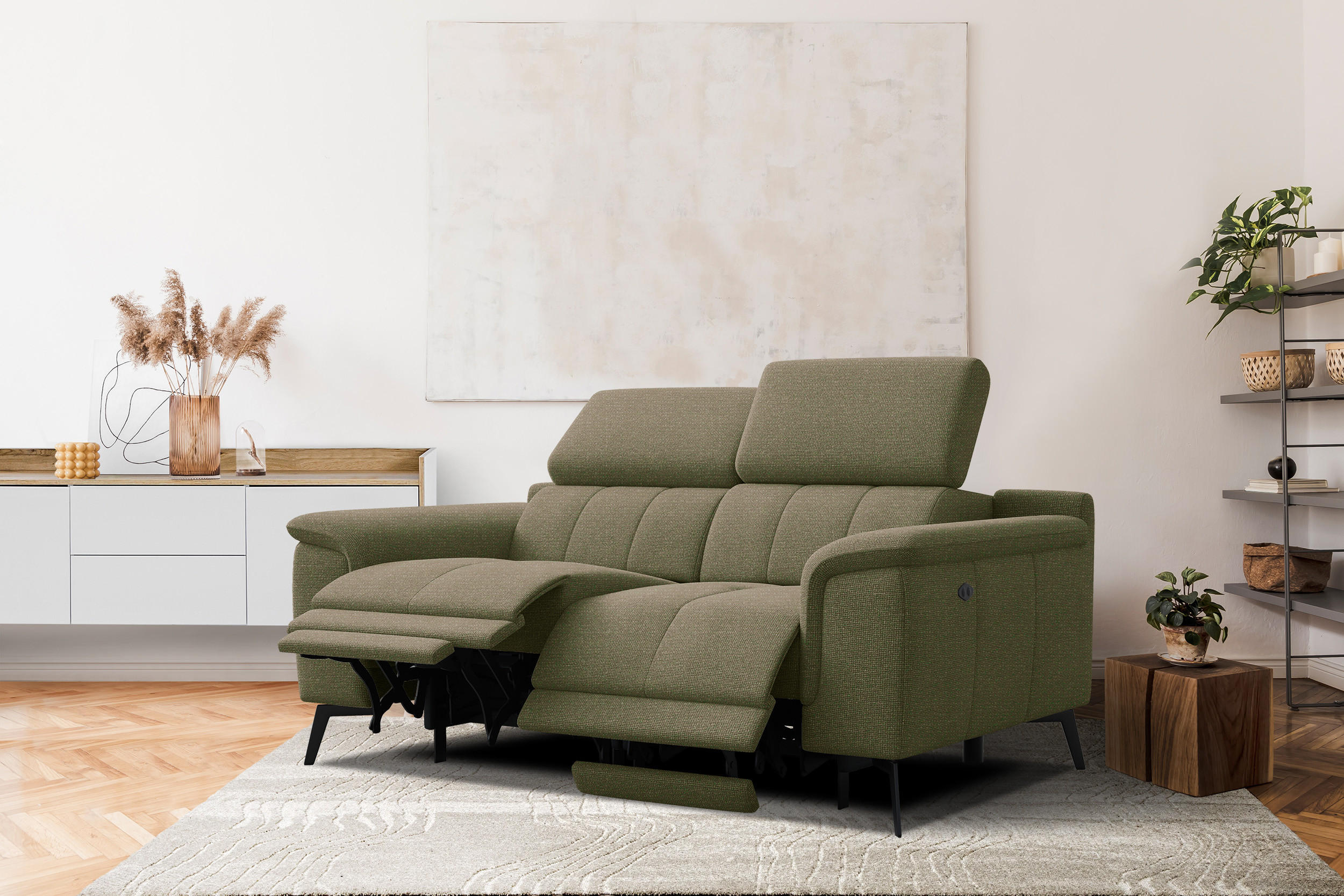 Thumbnail - Courtois Laville Relaxsofa, Olivgrün, Textil, Rechteckig, 170x82x103 cm, Wohnzimmer, Sofas & Couches, Sofas, Heimkino So...