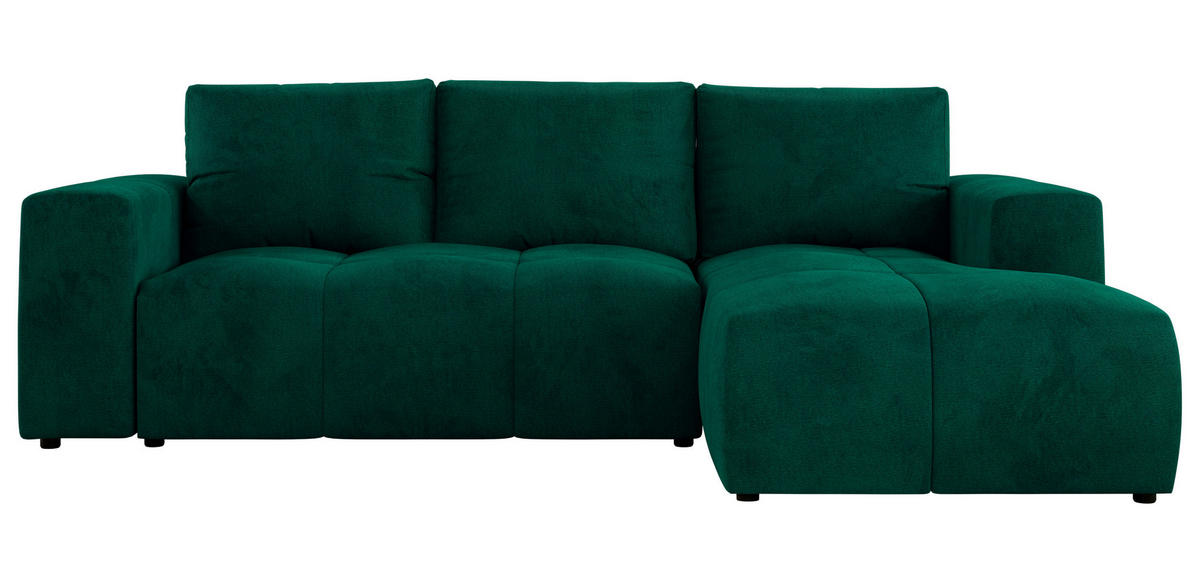 ECKSOFA MONIVA Dunkelgrün Velvet - Rechts - Dunkelgrün/Schwarz, Textil (266/164cm) - MKS