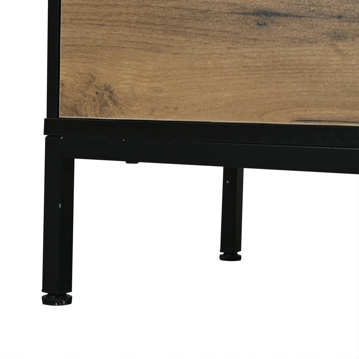 LOWBOARD in Naturfarben mit 2 Schränken & Schublade , für TVs bis 70 Zoll, B170/T35/H50cm - Schwarz/Naturfarben, Holzwerkstoff/Metall (170/50/35cm) - STILVORA