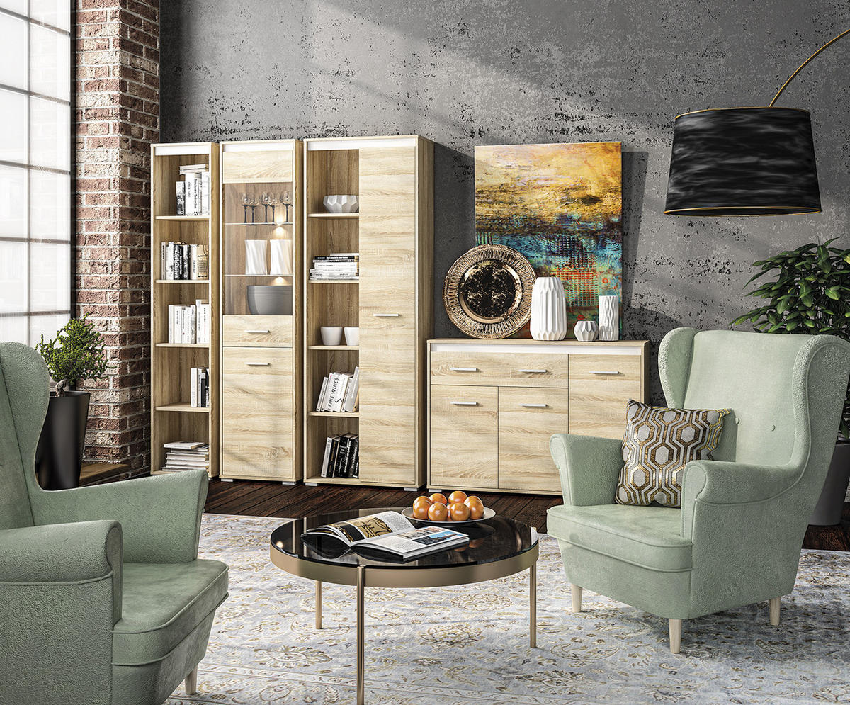 KOMMODE Avo Sonoma Eiche, Absetzung austauschbar 120 / 34 / 85cm - Braun/Sonoma Eiche, Holz/Holzwerkstoff (120/85/34cm) - Feldmann-Wohnen