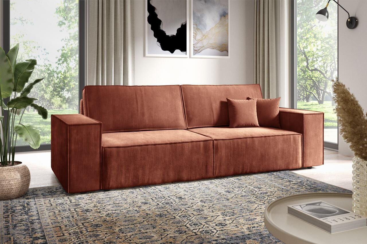 SCHLAFSOFA mit Bettkasten Orange - Orange, Textil (255/88/102cm) - Furnisell