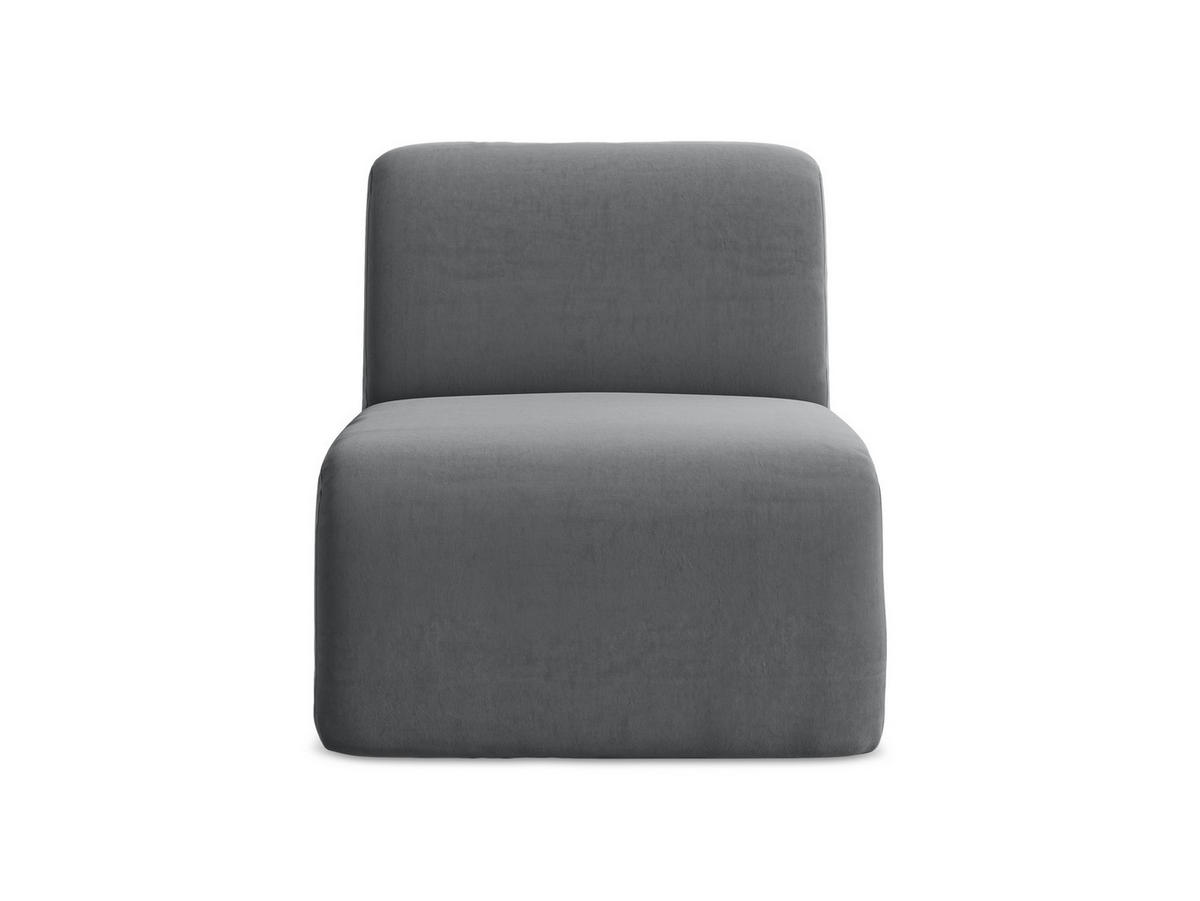 SOFAELEMENT Samt Stoff Grau - Edelstahlfarben/Schwarz, Holzwerkstoff/Kunststoff (70/75/94cm) - Makamii