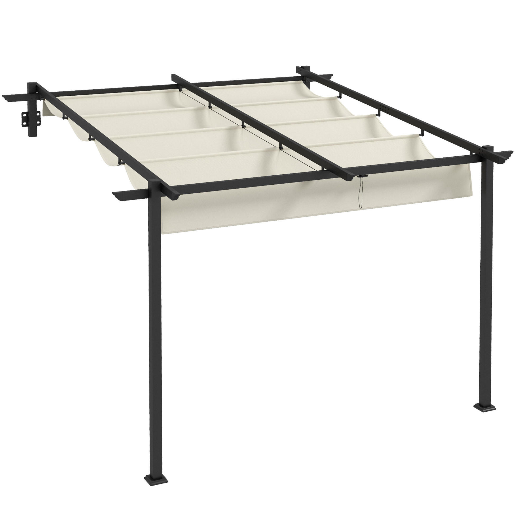 PERGOLA aus Aluminium 297x297x200/230 cm in Beige mit ausziehbarem Stoffdach - Beige, Metall (297/230/297cm) - Modfu