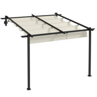 PERGOLA aus Aluminium 297x297x200/230 cm in Beige mit ausziehbarem Stoffdach - Beige, Metall (297/230/297cm) - Modfu