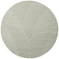 TEPPICH Outdoor, Fußbodenheizung-geeignet, mit Blattmotiv, ENGADIN in Salbeigrün, Ø 200 cm - Grün, Textil (200/200cm) - KADIMA DESIGN