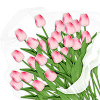 24XKUNSTTULPE - Multicolor/Grün, Kunststoff (33.5cm) - Relaxdays