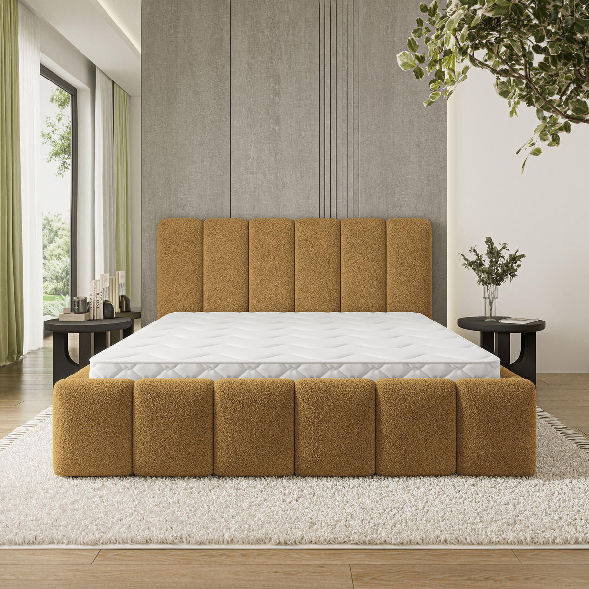 POLSTERBETT ATTORA Q 180x200 cm mit Bettkästen - Orange - Orange, Holz (180/200cm) - MASSENO