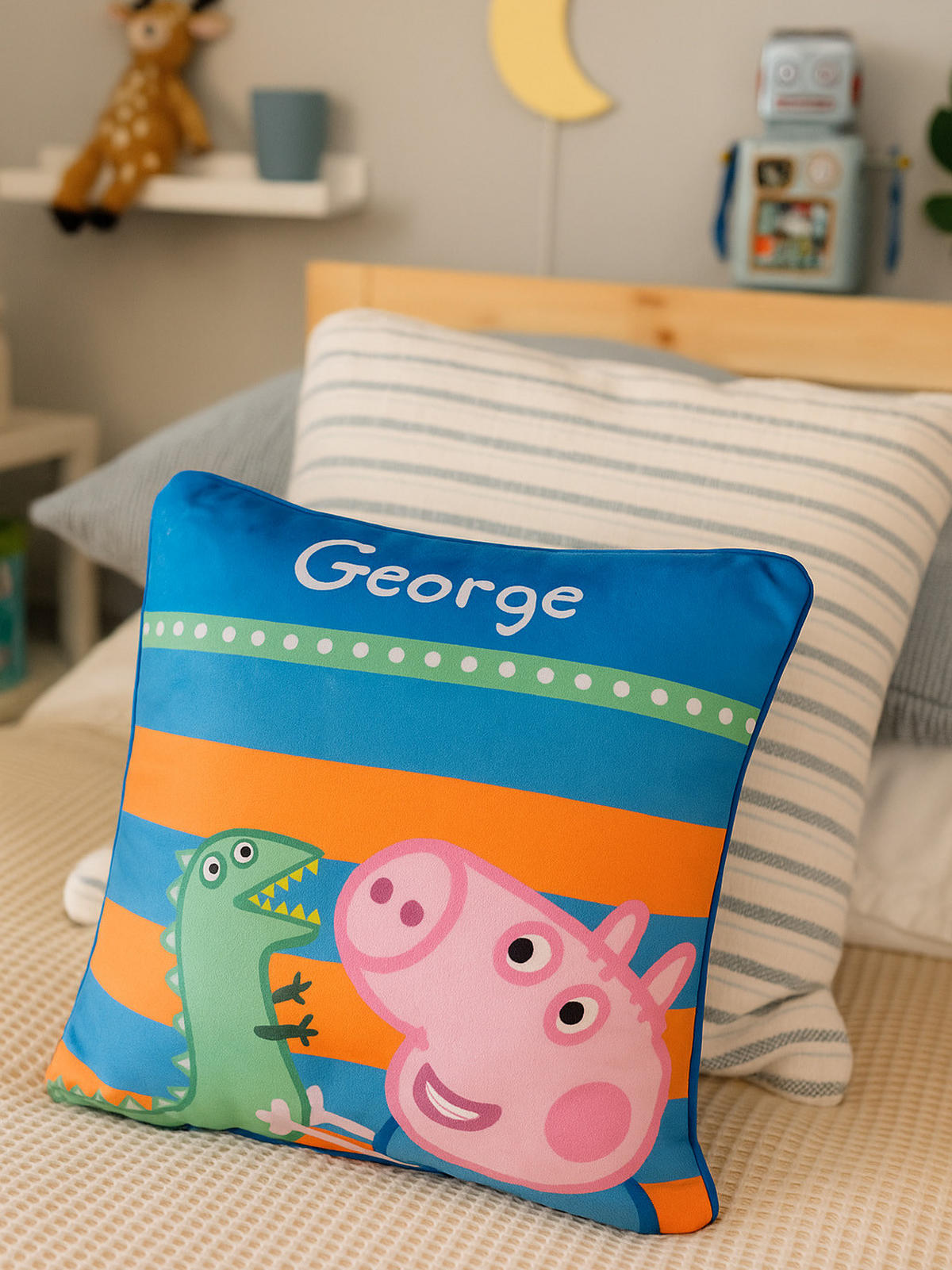 KINDERKISSEN Peppa Wutz George / Schorsch Blau 30 x 30 cm - Blau, Textil (30/30cm) - United Labels