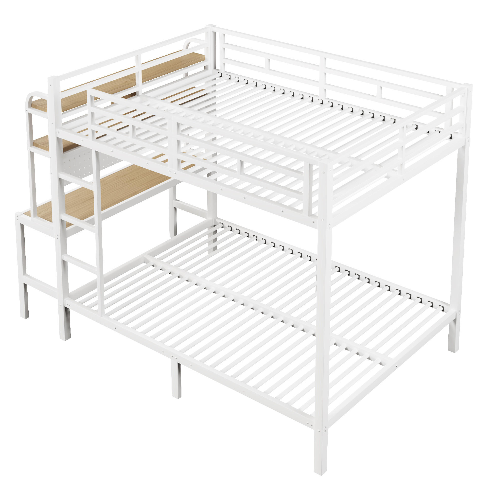 ETAGENBETT 140/200 cm DE-04979, mit LED, USB und Schreibtisch in Weiß - Weiß, Metall (140/200cm) - ComfortXL
