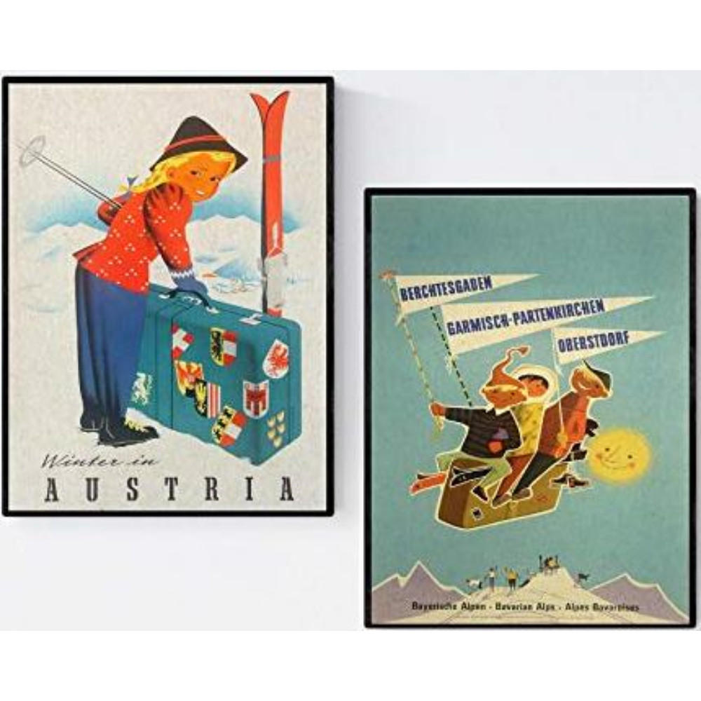 POSTER Set Mit 2 Vintage Kinder Ski A3 Rahmenlos - Klar, Papier (29.7/5/42cm) - Nacnic