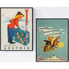 POSTER Set Mit 2 Zwei Vintage-Bettwäsche Ski-Kinder A3 Schwarzer Rahmen - Schwarz, Papier (29.7/5/42cm) - Nacnic