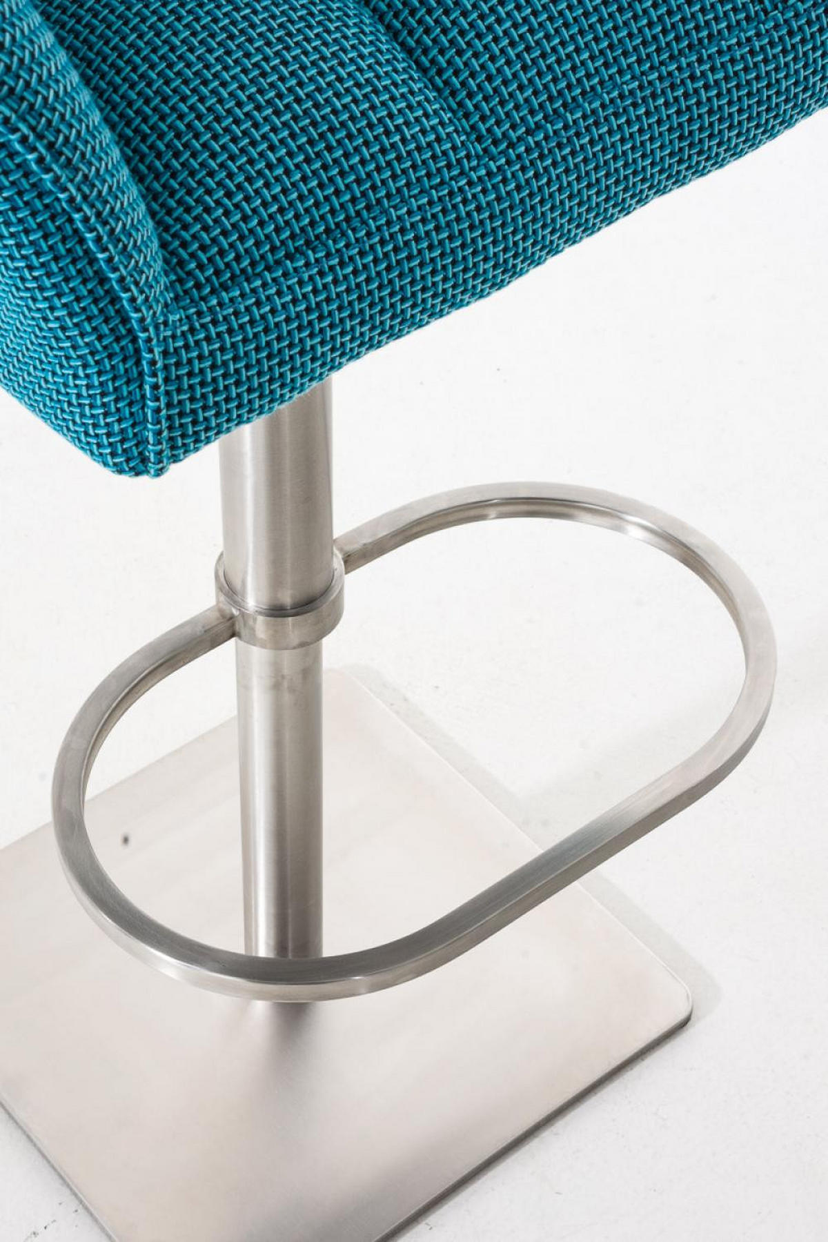 BARHOCKER Stoff Türkis - Türkis/Edelstahlfarben, Textil/Metall (64/88/45cm) - CLP