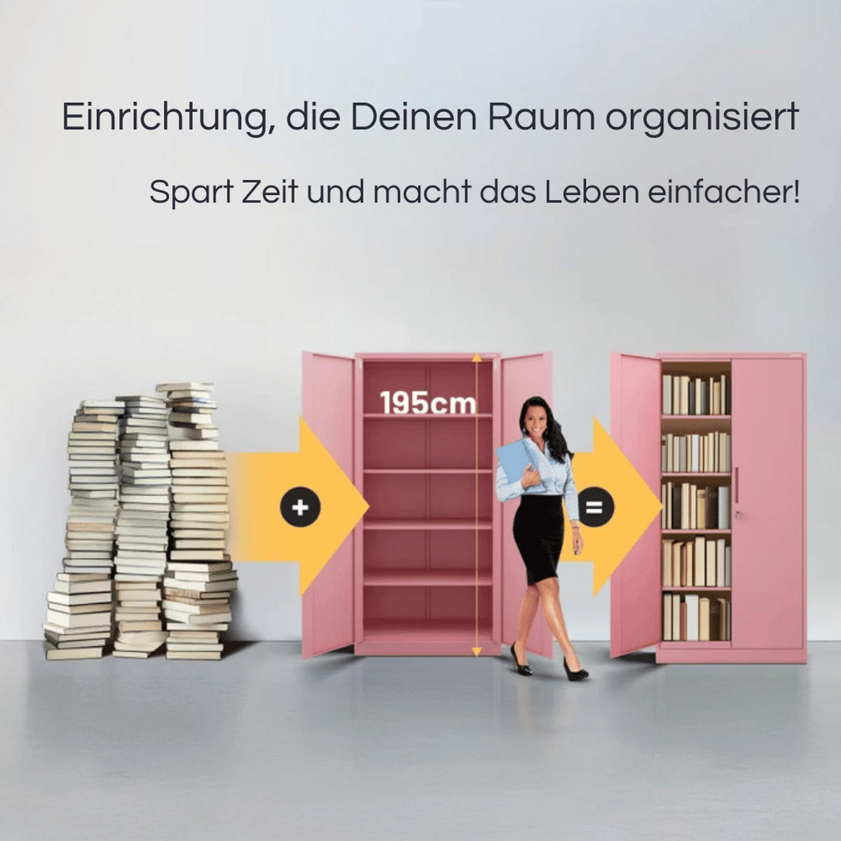 AKTENSCHRANK abschließbar KADO mit Flügeltüren 195x90x40cm Rosa - Rosa, Metall (90/195/40cm) - DELUKE