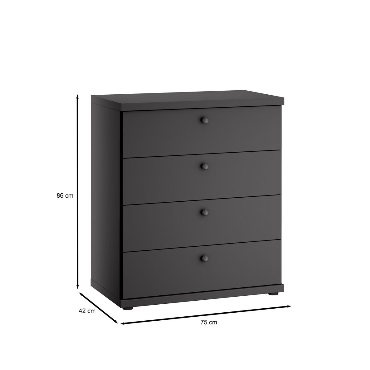 KOMMODE Greenholm in Graphit 75 x 86 x 42 cm (BxHxT) - Stil trifft auf Funktion, Schubkastenkommode - Grau, Holzwerkstoff (75/86/42cm)
