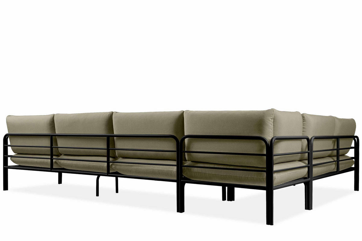 GARTENECKSOFA RAMBE 5-Sitzer mit Kissen, Anthrazit/Beige - Dunkelgrau/Beige, Textil/Metall (304/80/229cm) - KONSIMO®