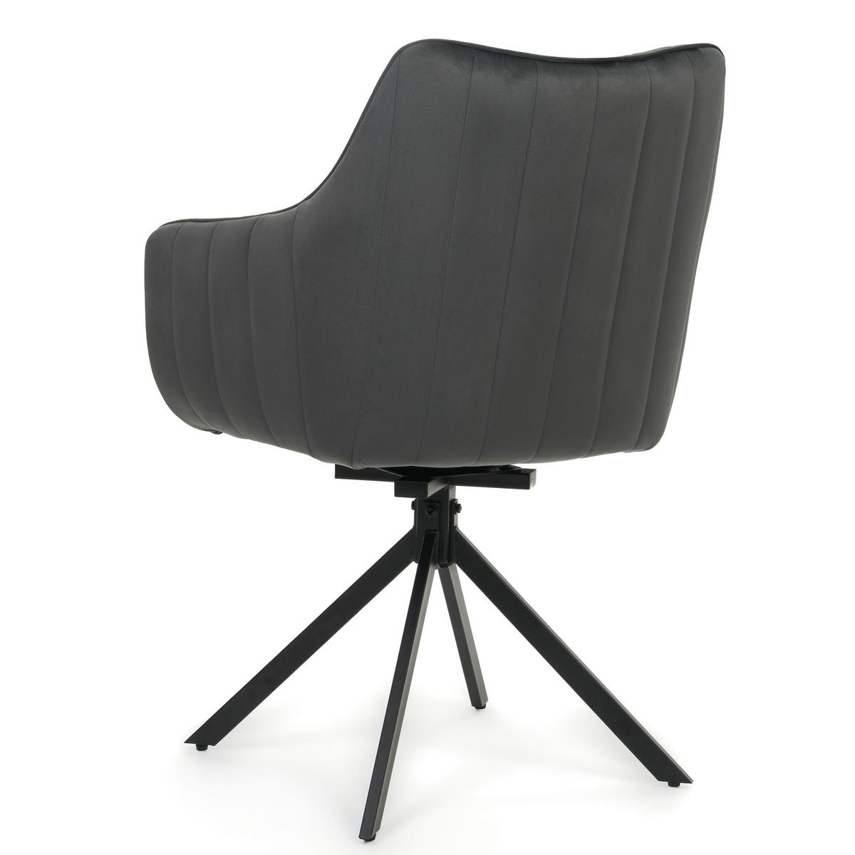 STUHL PIANO drehbar gepolsterter mit Steppung - grau - Velour - Schwarz/Grau, Textil/Metall (59/88/61cm) - NEW HOME