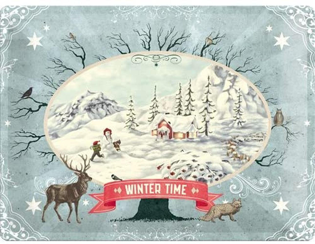 BLECHSCHILD 30/40 cm Winter-Time - Multicolor, Metall (40/30/0.2cm) - Nostalgic-Art