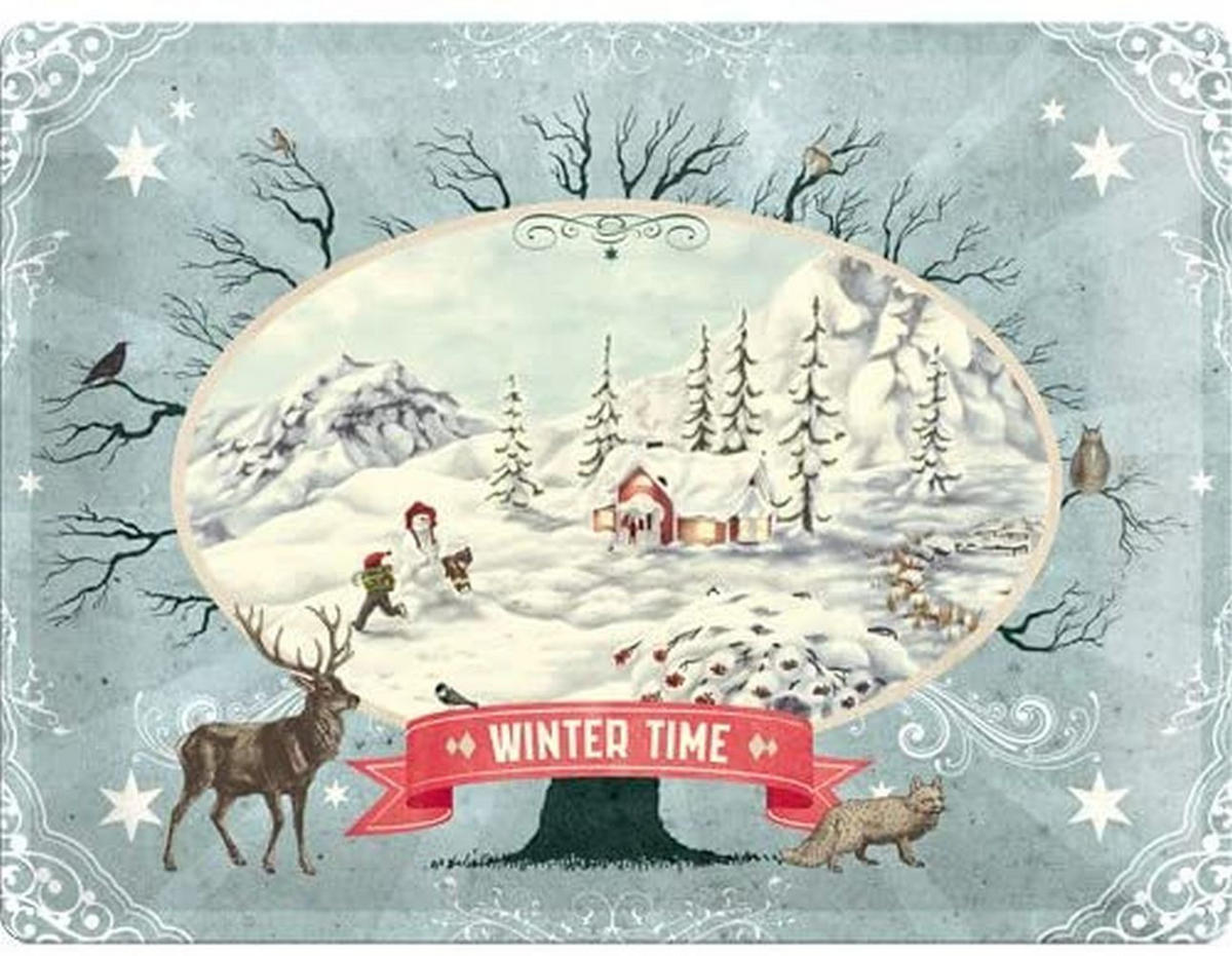 BLECHSCHILD 30/40 cm Winter-Time - Multicolor, Metall (40/30/0.2cm) - Nostalgic-Art