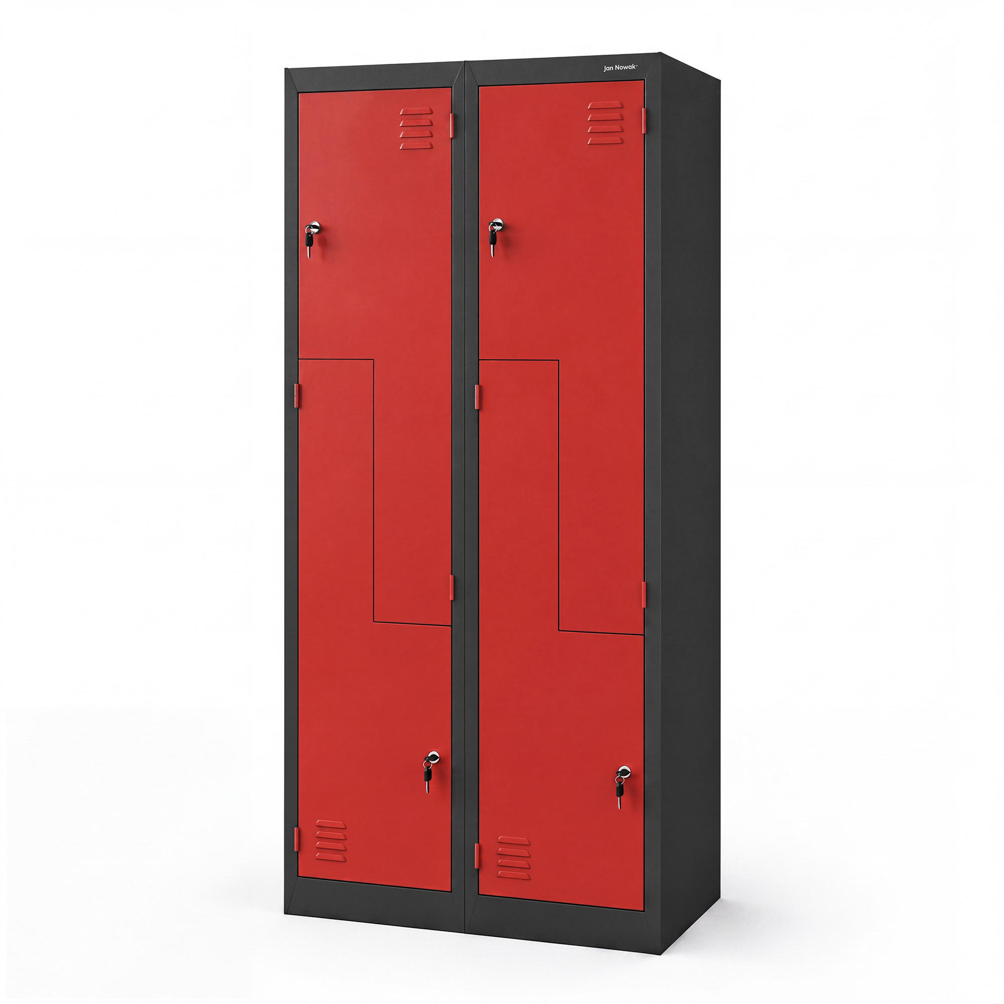 KLEIDERSCHRANK JULIA 185x80x45 cm - Anthrazit/Rot, Metall (80/185/45cm) - Jan Nowak