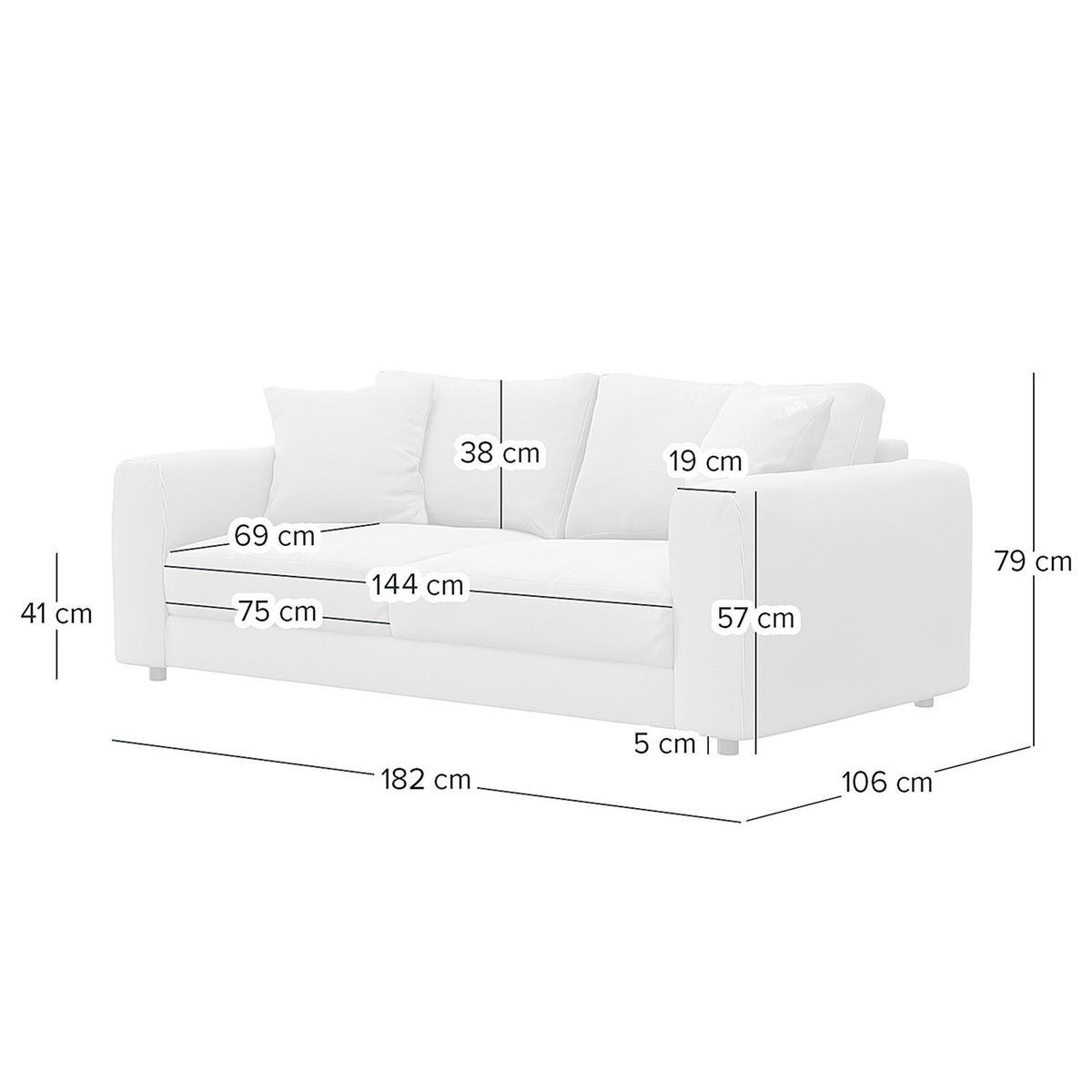 2,5-SITZER SOFA - Beige/Schwarz, Holz/Kunststoff (182/79/106cm) - home24