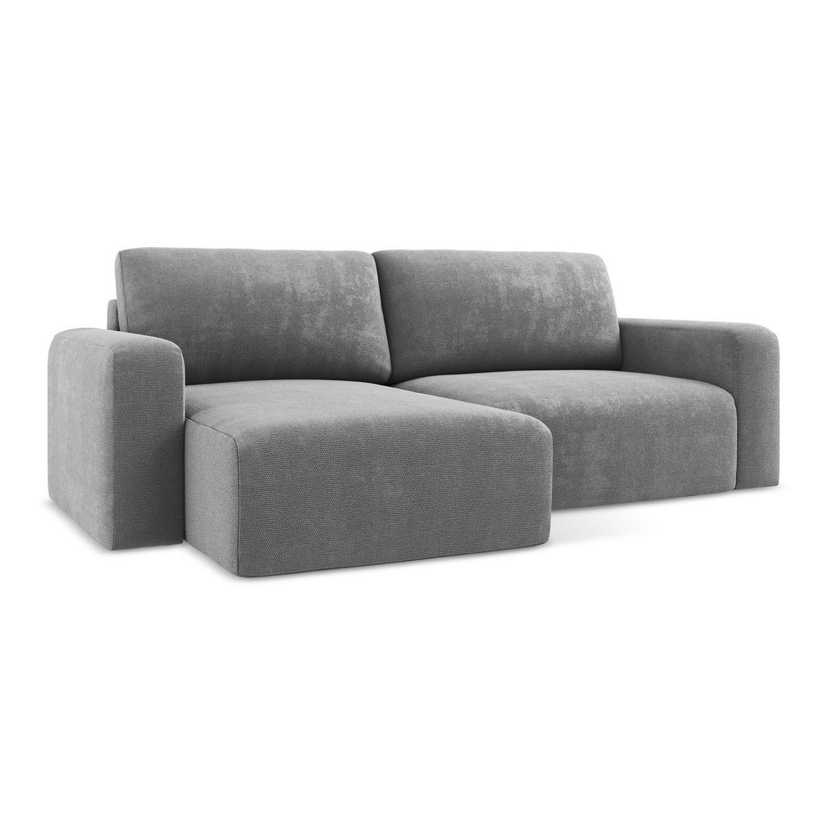 ECKSOFA mit Schlaffunktion links Chenille Stoff Grau - Blau/Schwarz, Kunststoff/Textil (149/244cm) - Makamii