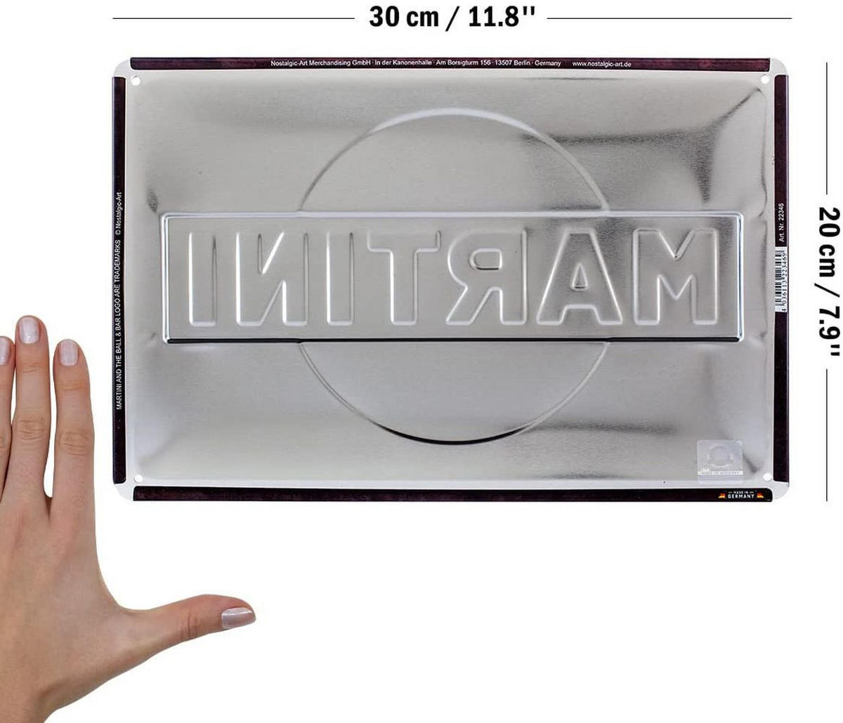 BLECHSCHILD 20/30 cm Martini Logo White - Multicolor, Metall (30/20/0.2cm) - Nostalgic-Art