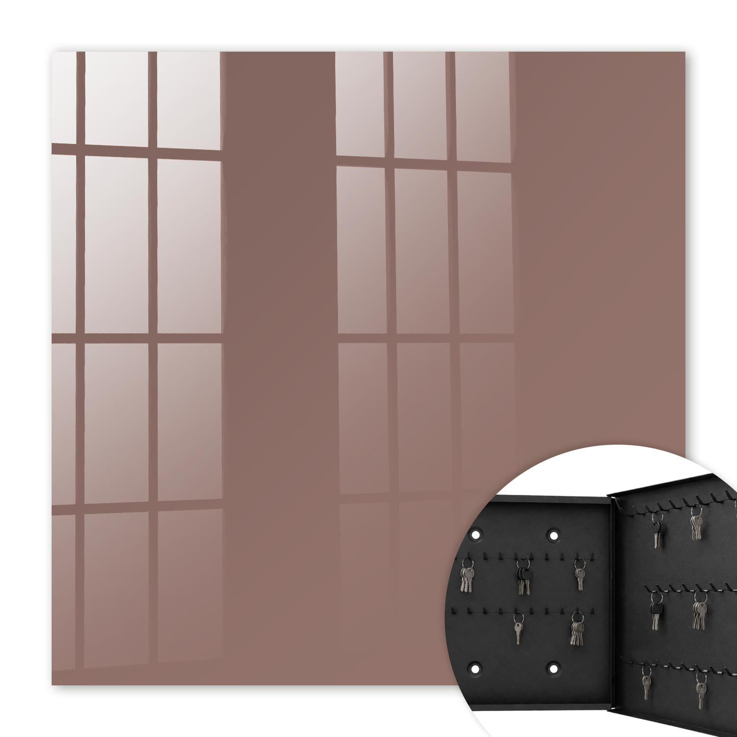 SCHLÜSSELBOX Schwarz 30x30 cm- Türöffnung nach rechts - Pastellbraun - Braun, Metall (30/30/5cm) - TULUP