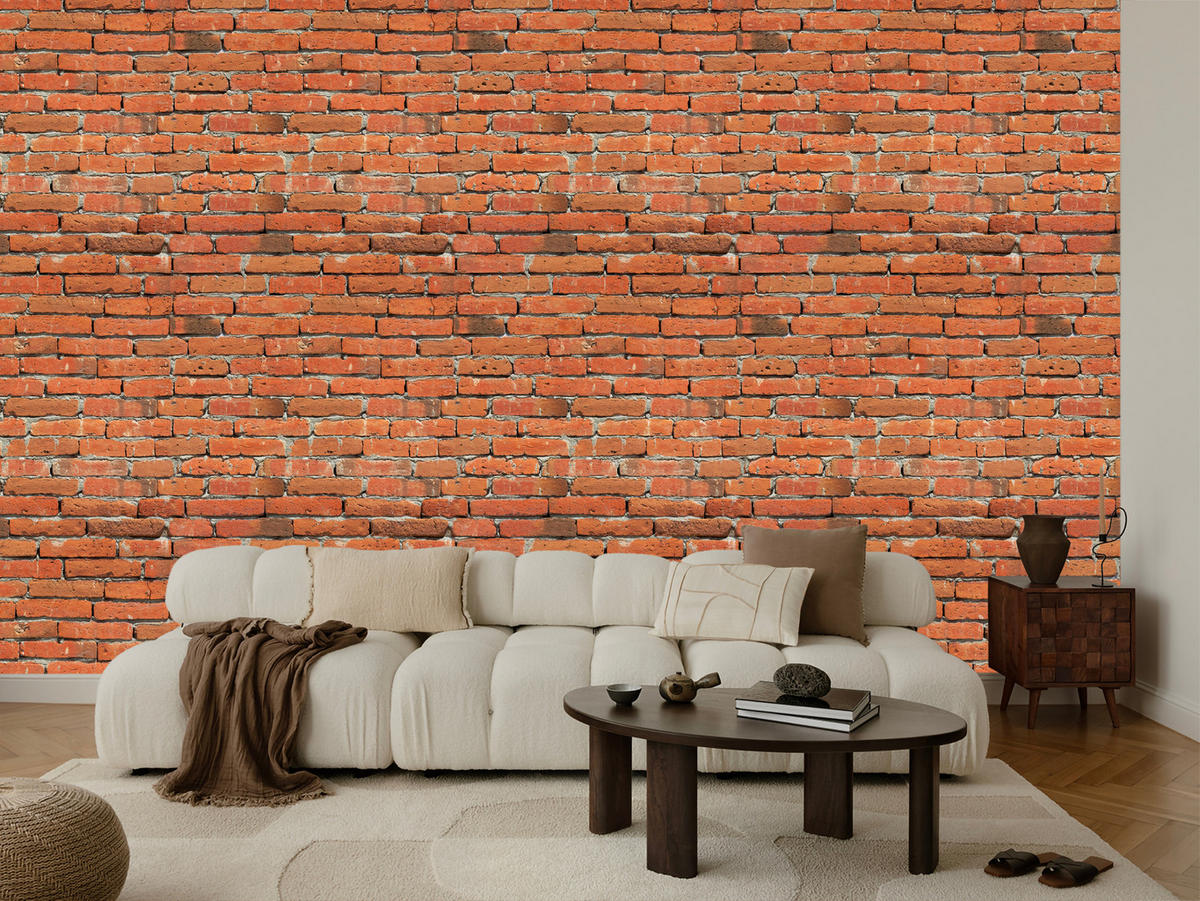 VLIESTAPETE Alte Ziegelwand in 3D-Optik – Ziegelrot – 50x1000 cm - Rotbraun, Papier (50/1000cm) - Muralo