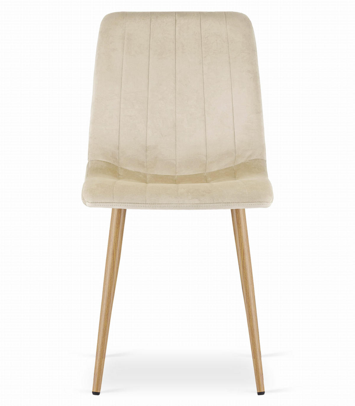 STUHL ORSARA 1 Stück, Beige, Metallbeine in Holzfarbe, mit Samtstoff gepolstert - Beige, Textil/Metall (43/90/51cm) - Komodee