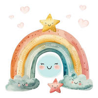 WANDAUFKLEBER 80x88cm - Regenbogen und Sterne - Multicolor, Kunststoff (80/88/0.1cm) - Wallfluent