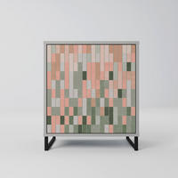 SIDEBOARD BUILDING THE FUTURE, Grau, 57,5x42x67,5 cm, Schwarze Metall-Rahmenfüße - Multicolor/Schwarz, Holzwerkstoff/Metall (57.5/67.5/42cm) - SpaceRebels