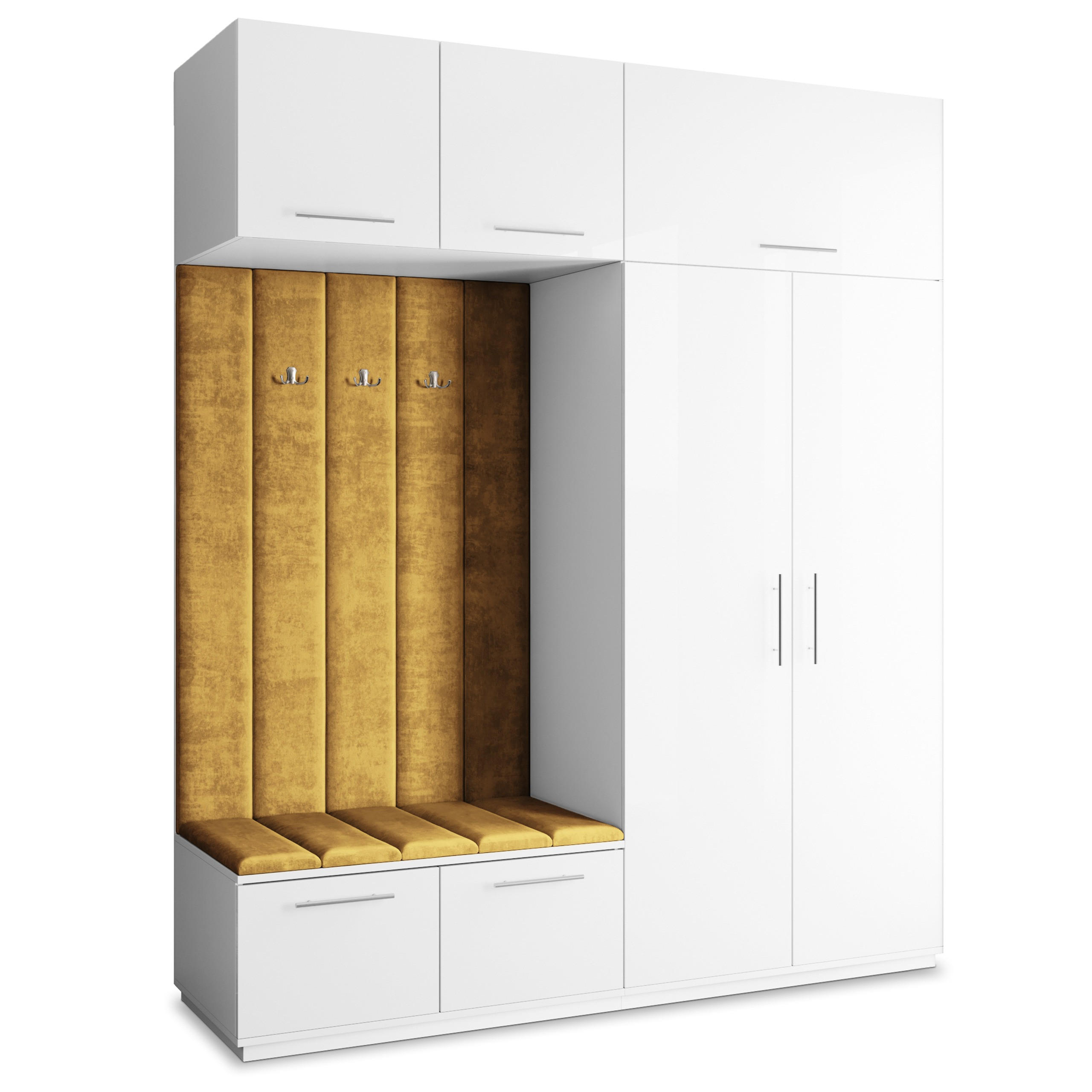 GARDEROBENSCHRANK REMA 200/240/60 cm Modern Garderobe-Set Weiß - Gelb/Weiß, Holzwerkstoff (200/240/60cm) - MASSENO