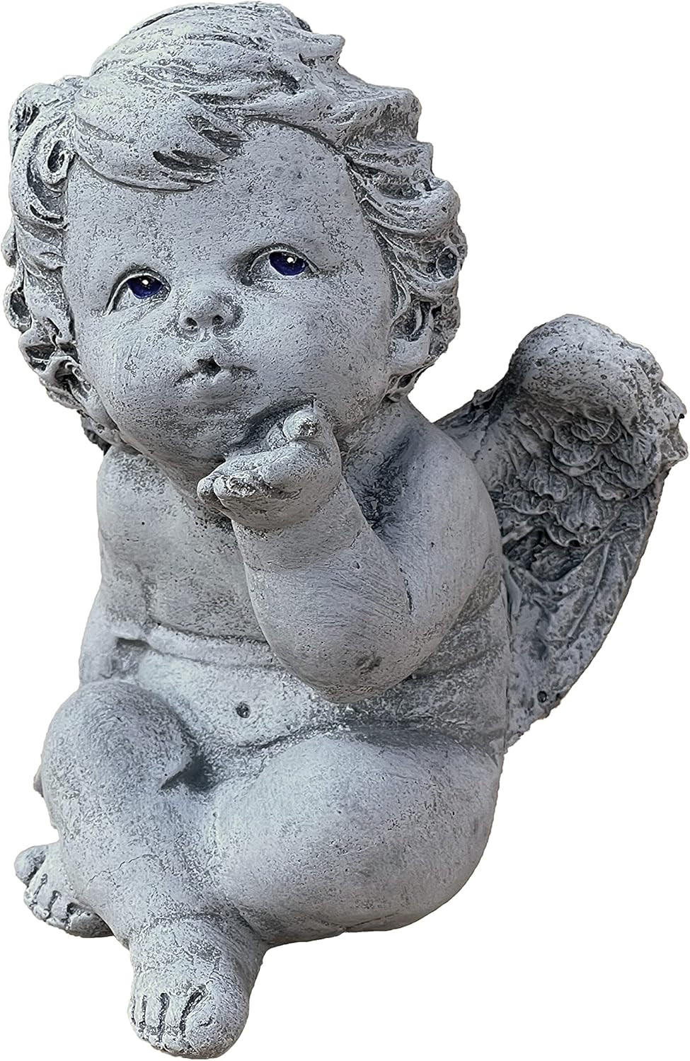 STEINFIGUR kleiner Engel Kussmund frostfest Steinguss - Grau, Stein (11/14/11cm) - stoneandstyle