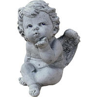 STEINFIGUR kleiner Engel Kussmund frostfest Steinguss - Grau, Stein (11/14/11cm) - stoneandstyle