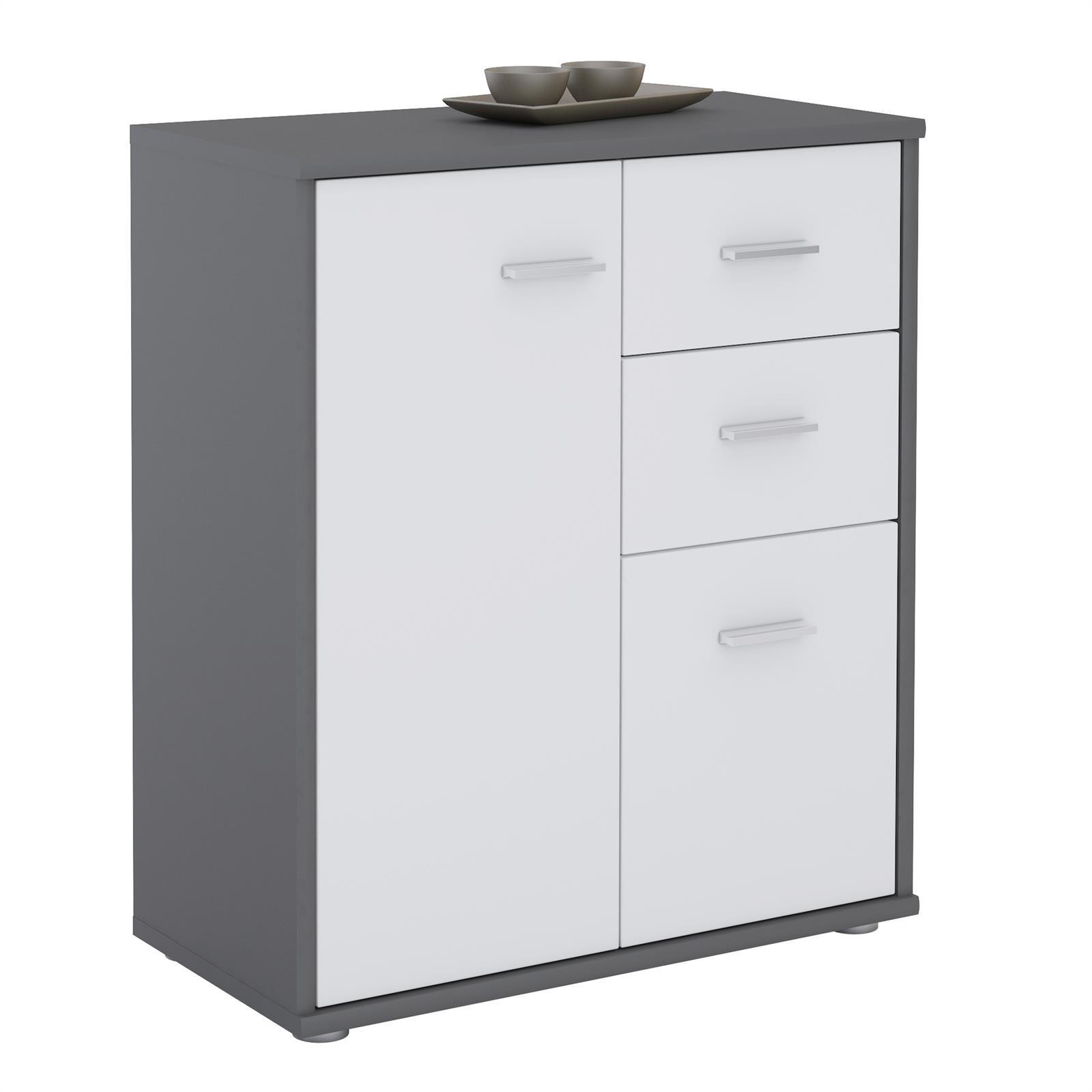 CARO-Möbel Kommode Grau, Weiß 60x70x30 cm