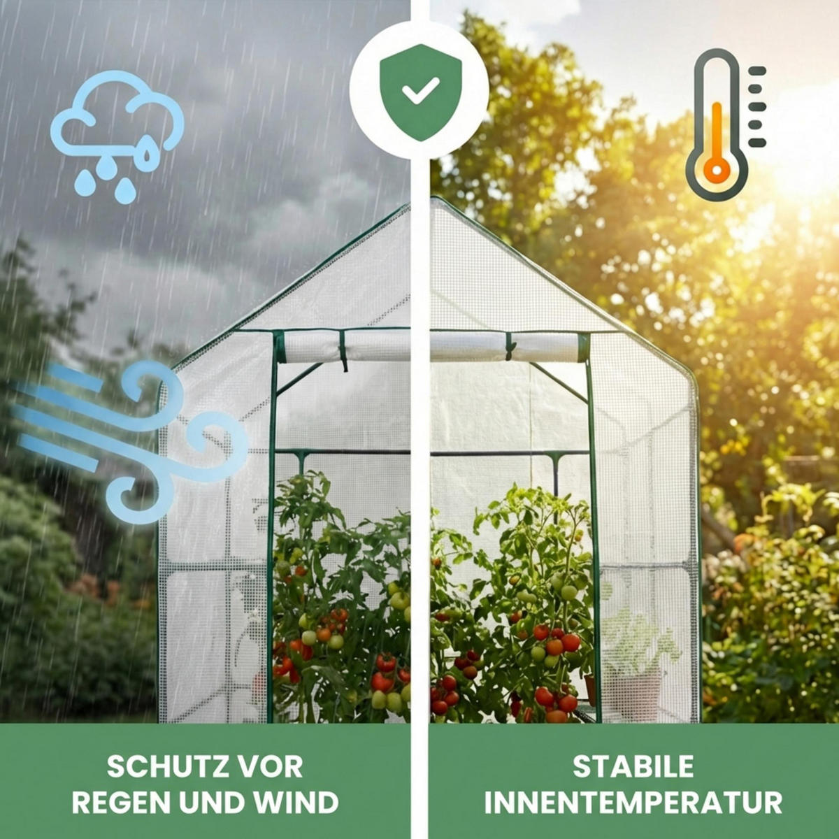 MINI Gewächshaus in Hausform, Weiß, 143x73x195 cm - Weiß, Metall (143/195/73cm) - Akord