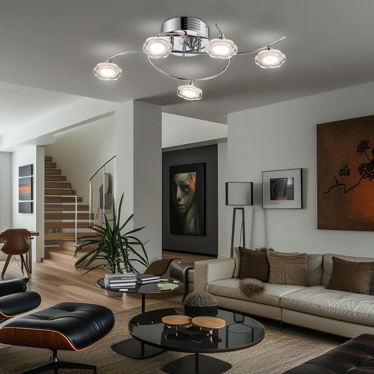 LED DECKENLEUCHTE Blossom Silber - Silberfarben, Metall (62/34/15cm) - Globo Lighting