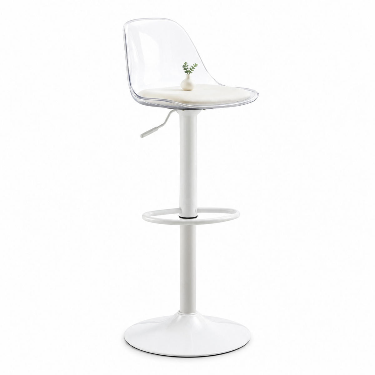 BARHOCKER 2er-Set höhenverstellbar Weiß mit transparenter Rückenlehne - Weiß, Metall (40.5/104/40.5cm) - MIVRAY