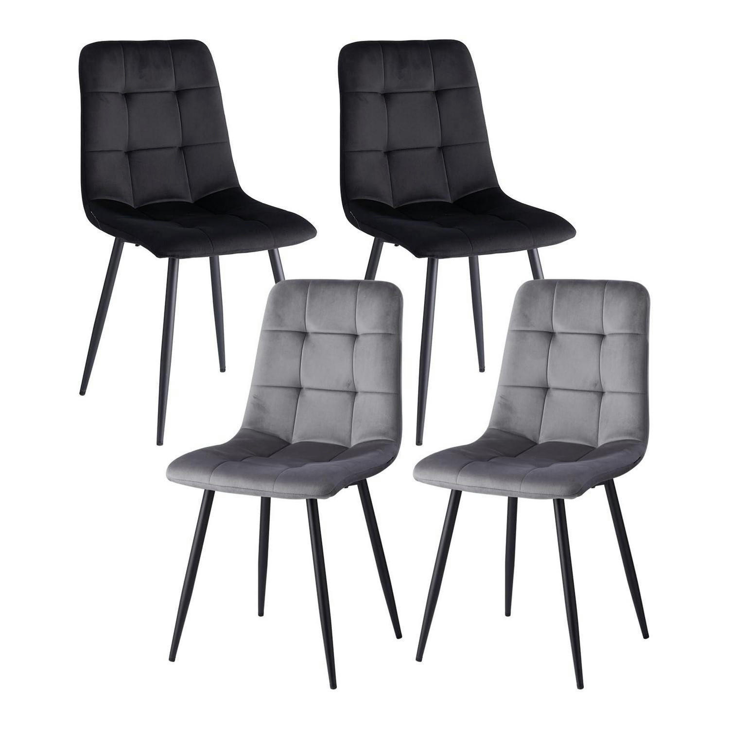ESSZIMMERSTÜHLE 4er-Set Samt Schwarz/Grau - Multicolor, Textil (43/89.5/44cm)
