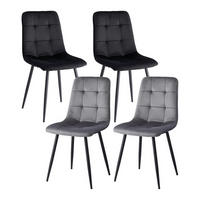 ESSZIMMERSTÜHLE 4er-Set Samt Schwarz/Grau - Multicolor, Textil (43/89.5/44cm)