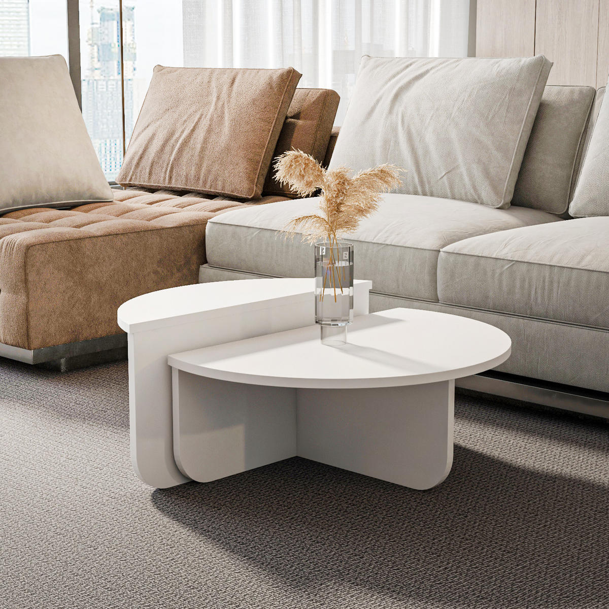 COUCHTISCH-SET Alves Weiß - Weiß, Holzwerkstoff (68/72/33.8cm) - Decorotika