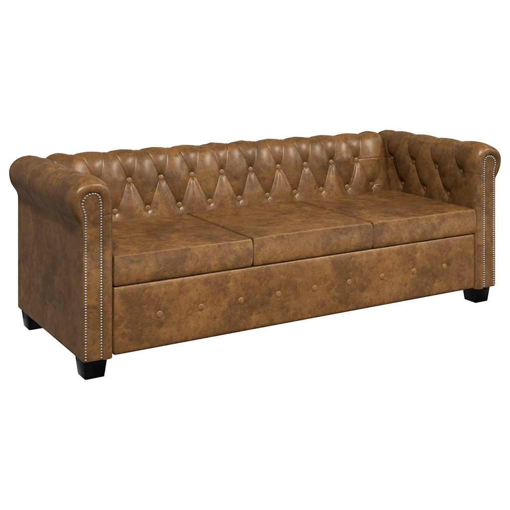 vidaXL Chesterfield-Sofa Braun 76x70x200.5 cm