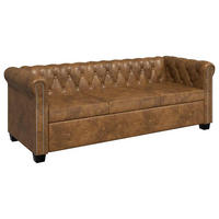CHESTERFIELD-SOFA 3-Sitzer Kunstleder Braun - Braun, Leder (76/70/200.5cm) - vidaXL
