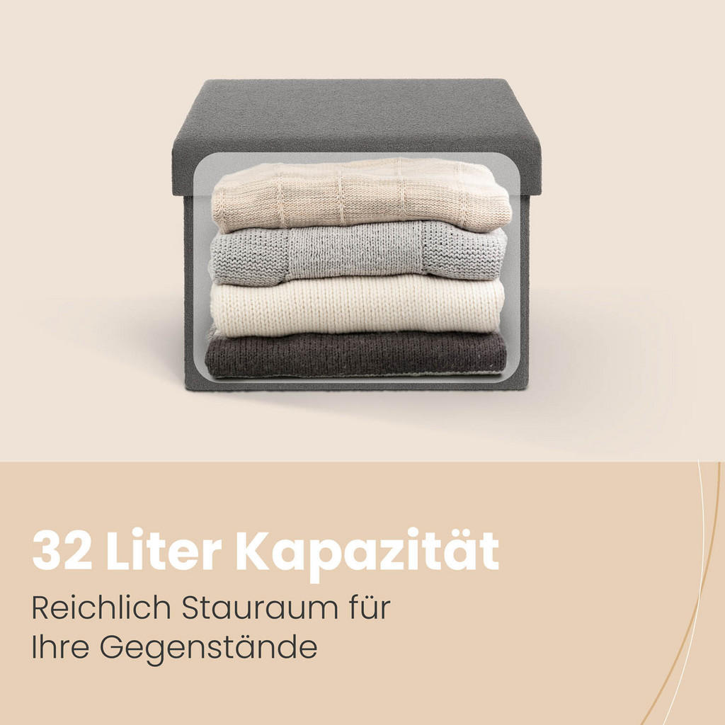 Thumbnail - Blumtal Sitzhocker, Dunkelgrau, Kunststoff, 31x31x41 cm, Wohnzimmer, Hocker, Sitzwürfel