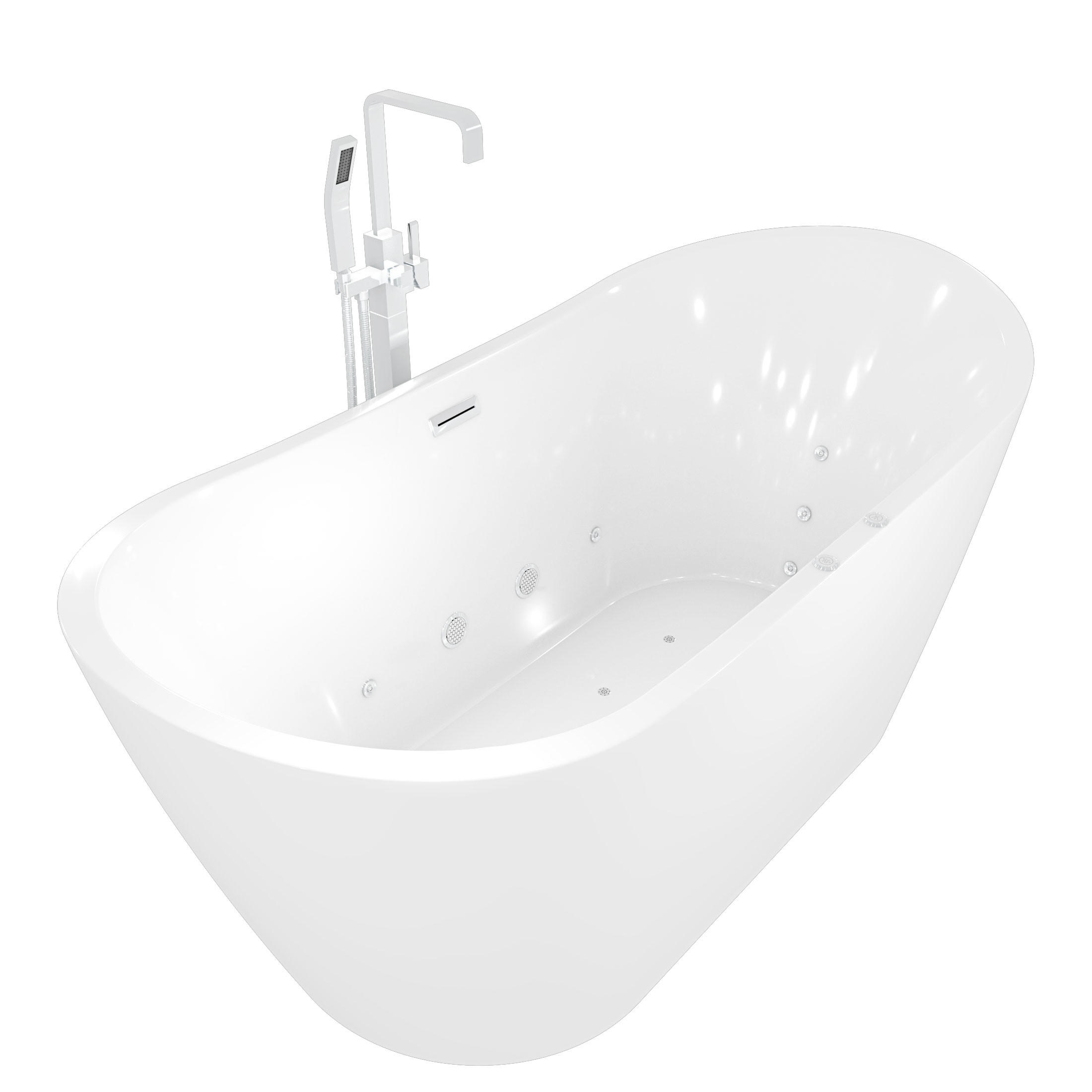 FREISTEHENDE Wanne F23 180cm Whirlpool Luft & Wasser Armatur AF05 - Weiß, Glas/Kunststoff (80/72/180cm) - AcquaVapore by Sandra Jentho