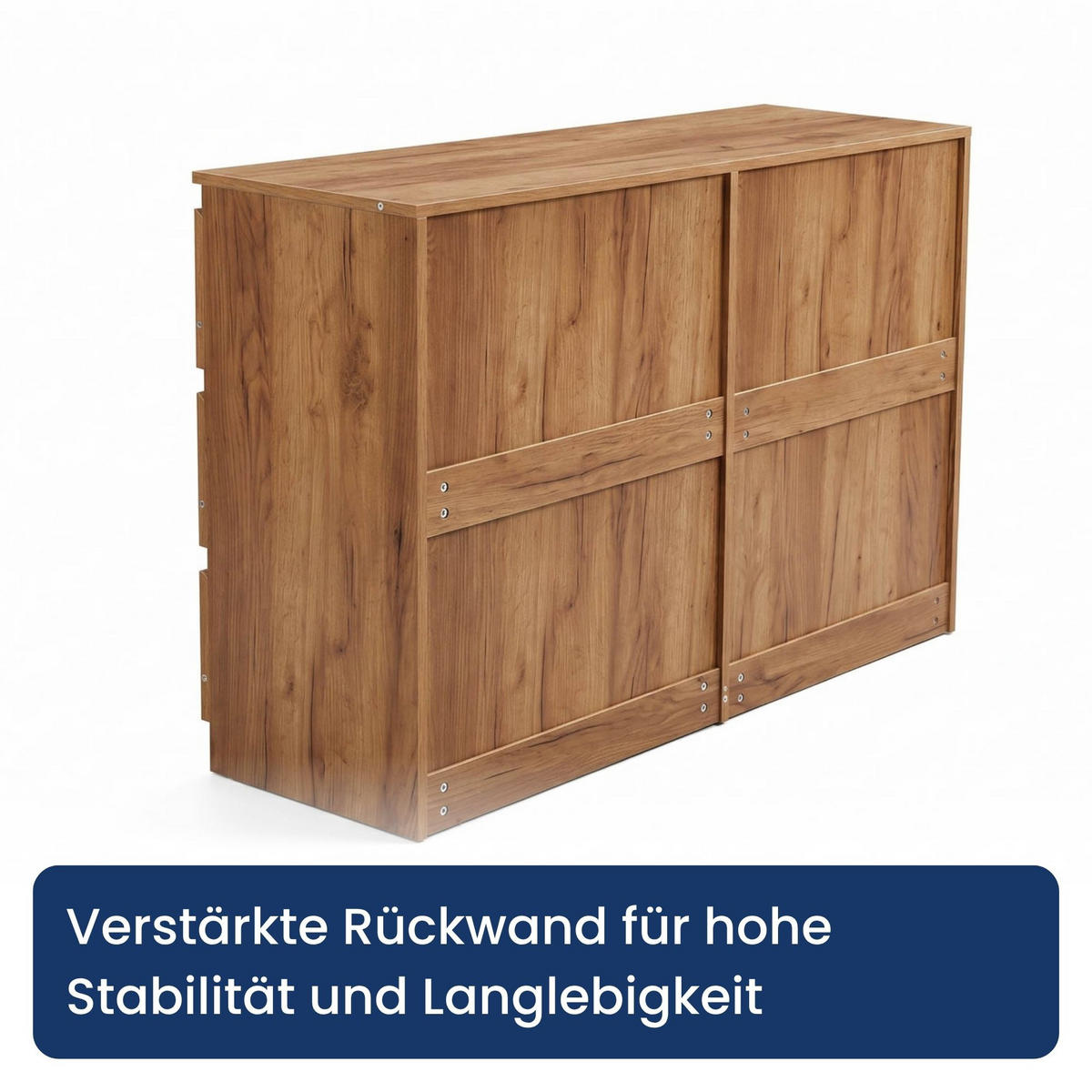 KOMMODE mit fünf Schubladen in Craft-Eiche - Naturfarben, Holzwerkstoff (120/77/40cm) - Home Collective